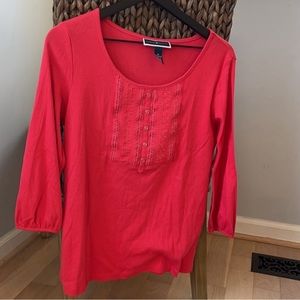Karen Scott red blouse size medium women long sleeves